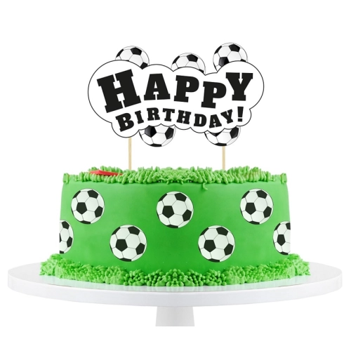 Topper ozdoby na tort napis Happy Birthday piłka nożna dekoracje urodzinowe sportowe